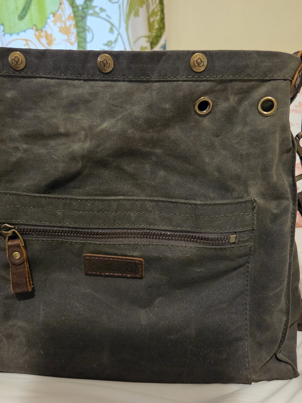 Waxed Canvas Tote Bag in Dark Gray